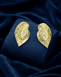 Textured Crystal Leaf Statement Studs Earring