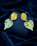 Ocean Floral Glass Heart Drops Earring