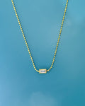 Solitaire Baguette Bead Chain Necklace