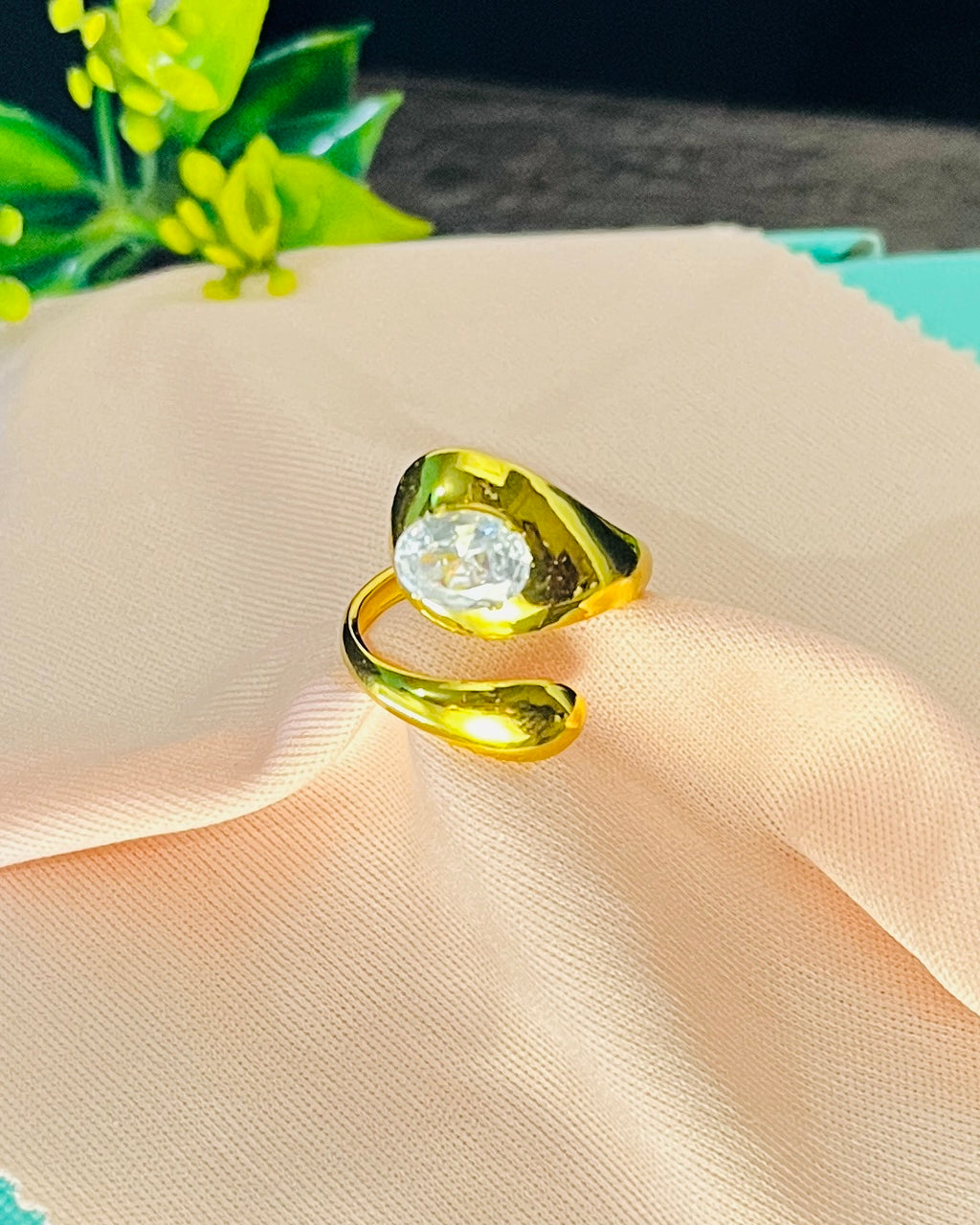 Smooth Teardrop Bezel Ring