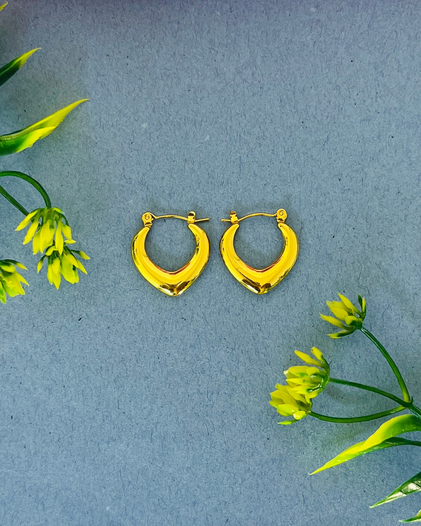 Sleek Chevron Gold Hoops