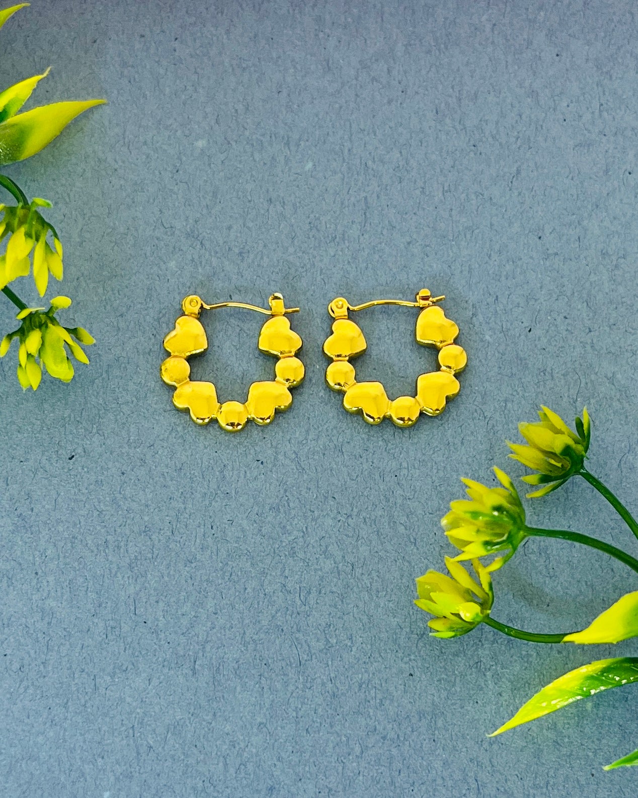 Linked Hearts Gold Hoops