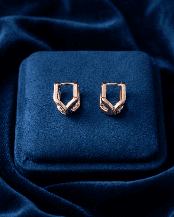Gold Dual Oval Link Studs Earring