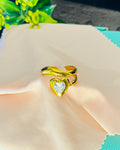 Golden Ribbon Heart Cuff Ring