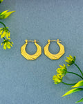 Engraved Hexagon Gold Hoops