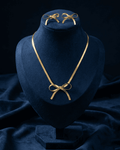 Gold Snake Chain Bow Set Necklace