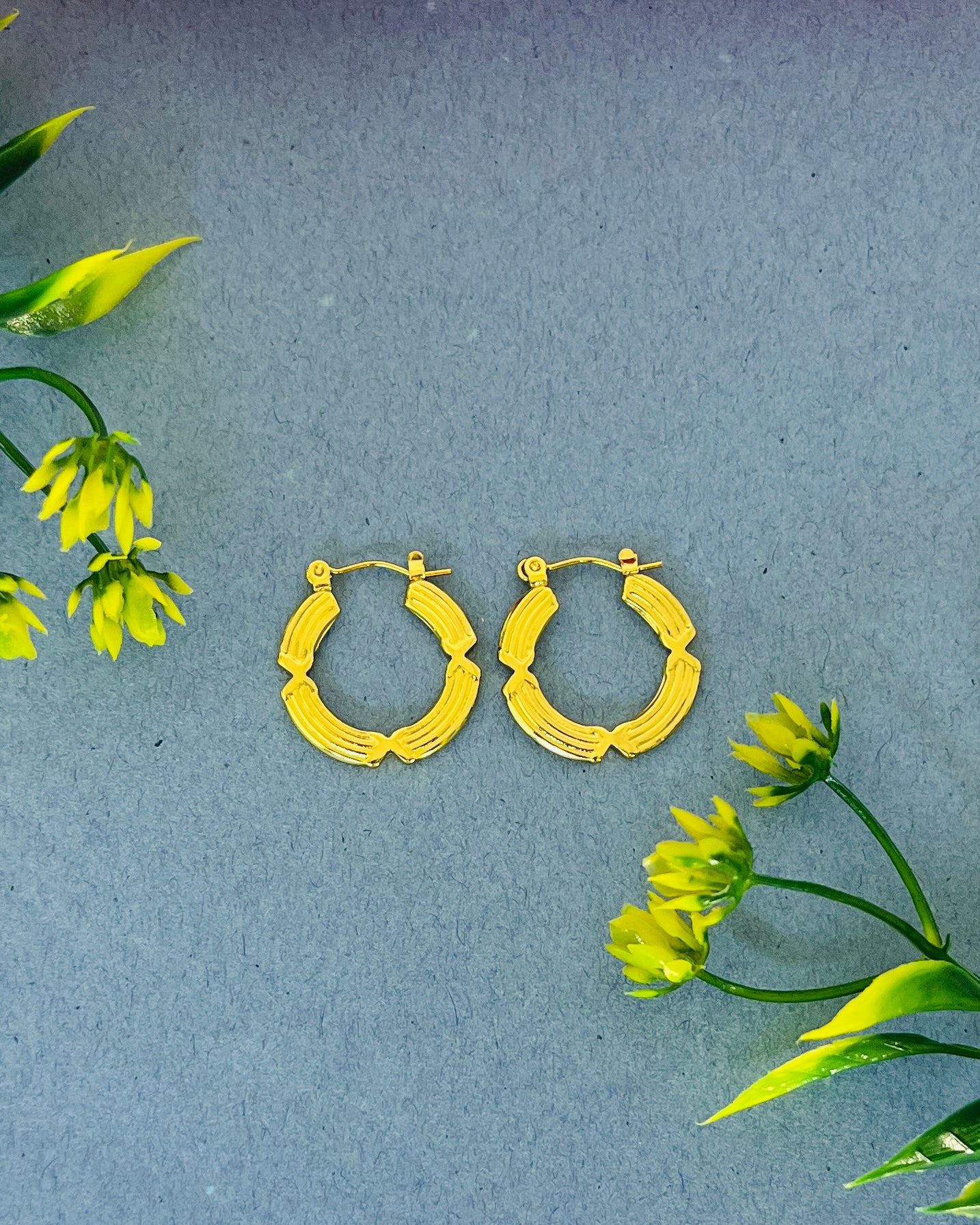 Sculpted Segmented Gold Hoops