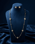 Gold Beaded Flower Station Set Necklace