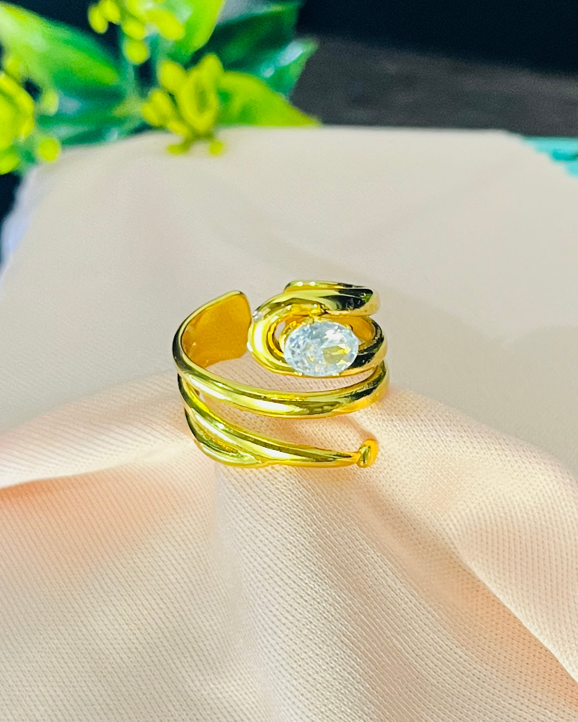 Triple-Layer Spiral Solitaire Ring