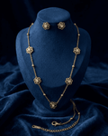 Gold Floral Station Set Necklace