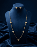 Gold Textured Heart Station Set Necklace
