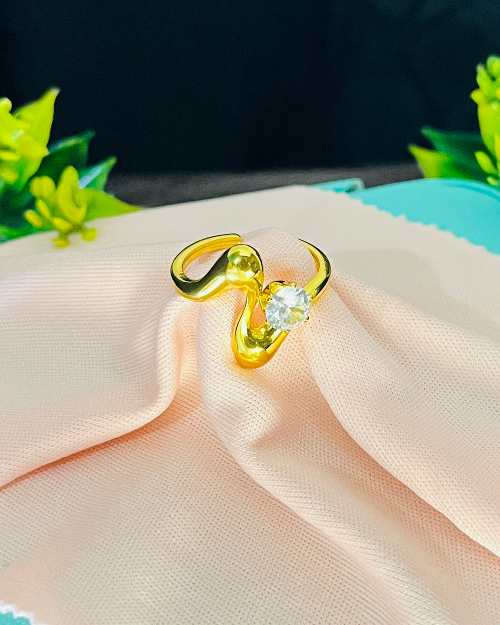 Molten Wave Solitaire Ring