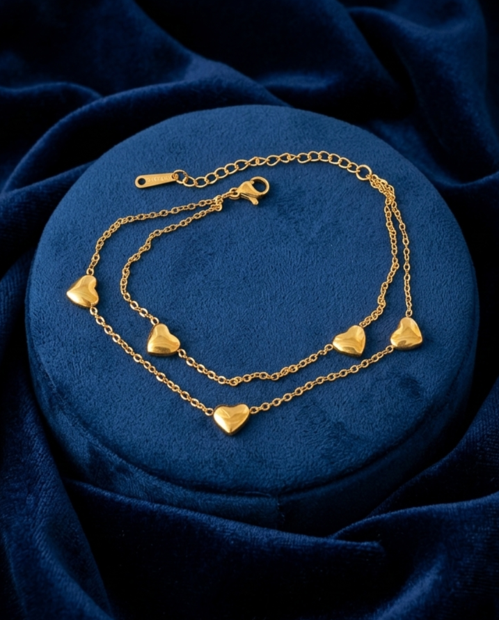 Layered Heart Charm Bracelet