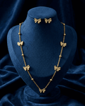 Gold Textured Ribbon Bow Set Necklace