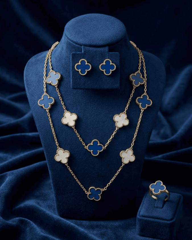 Multi-Color Clover Layered Set Necklace