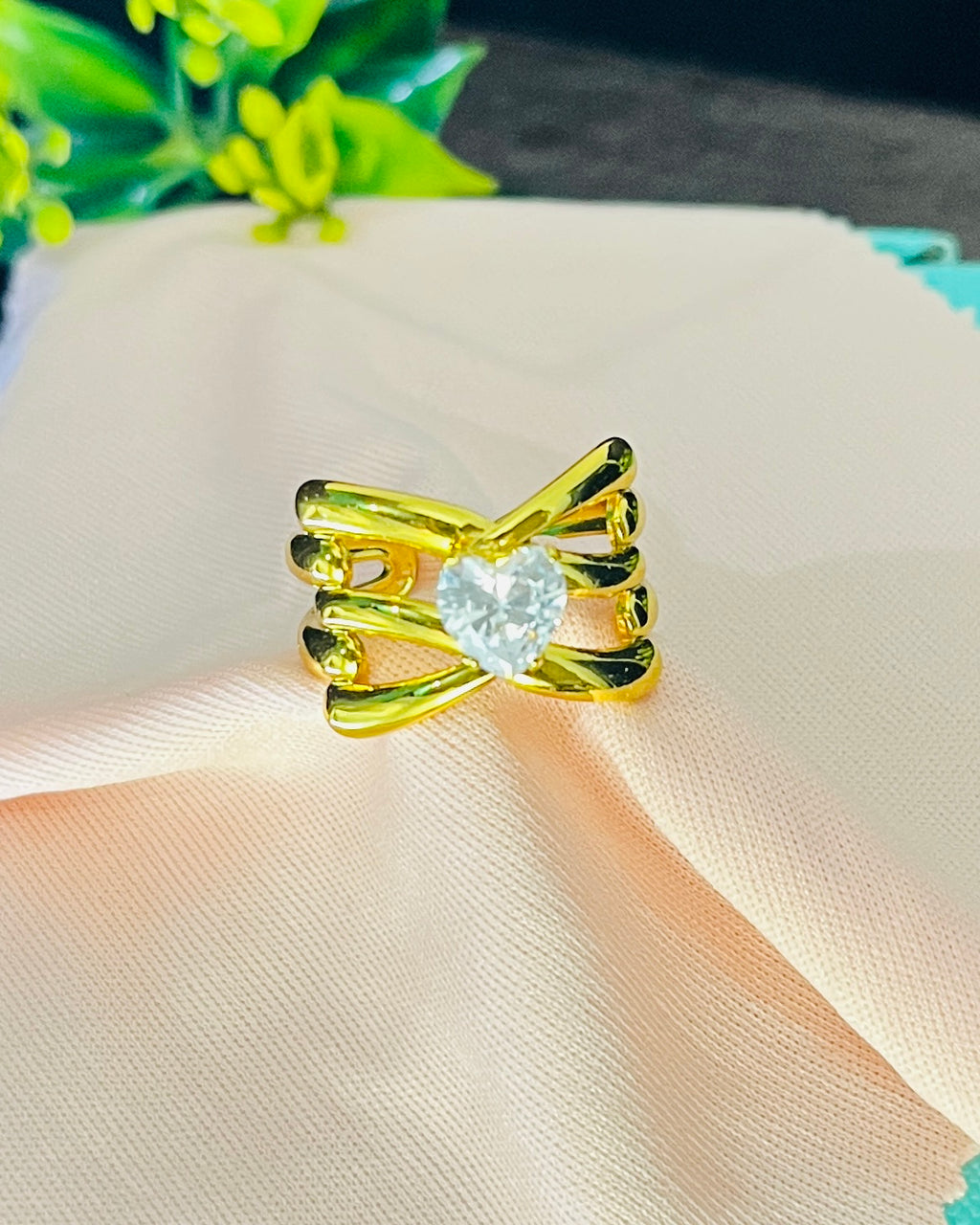 Criss-Cross Multi-Strand Heart Ring