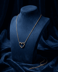 Gold Textured Sculpted Open Heart Necklace