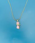 Pink Gemstone Cat Necklace