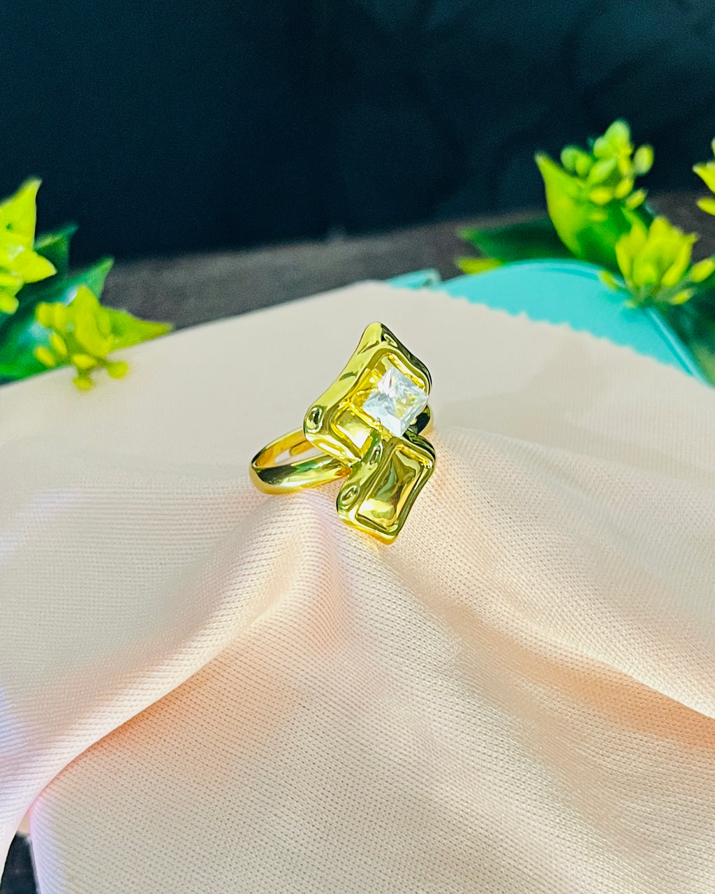 Geometric Bezel Princess Ring