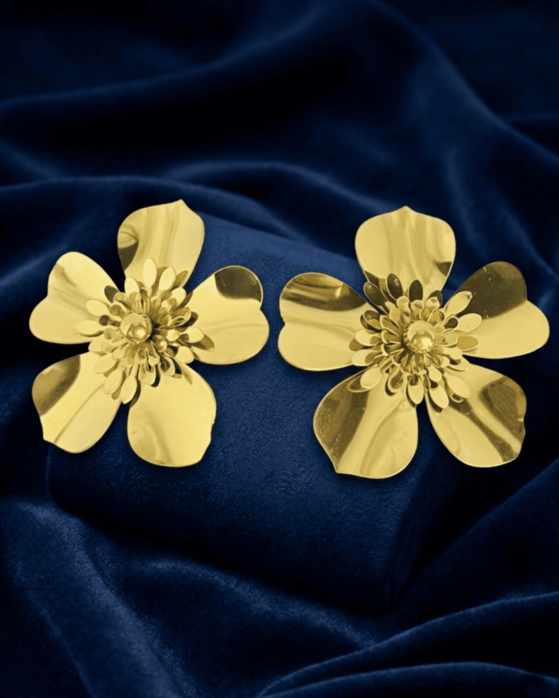 Golden Petal Bloom Studs Earring