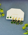 Emerald Envy Clover & Heart Earring Set