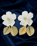 Ivory Floral Leaf Drops Earring