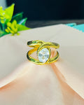 Ribbed Bypass Oval Solitaire Ring