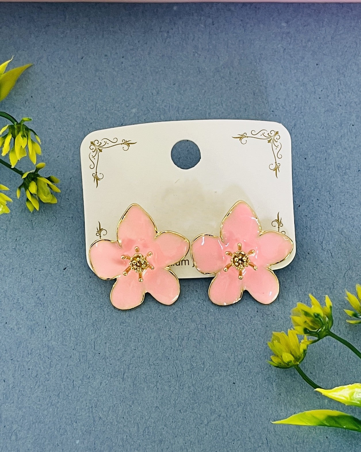 Blush Blossom Enamel Earrings