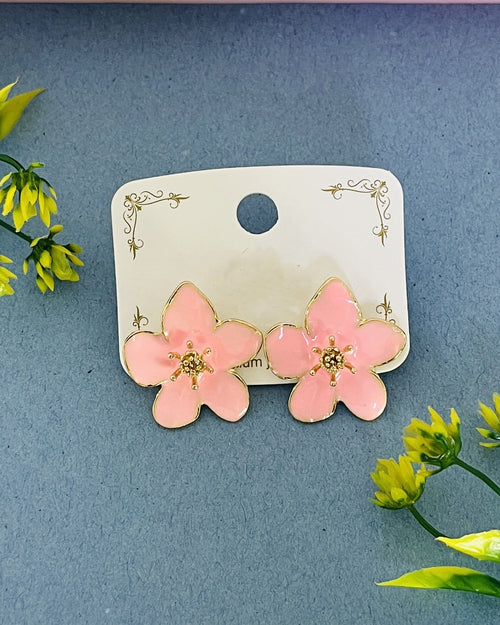 Blush Blossom Enamel Earrings