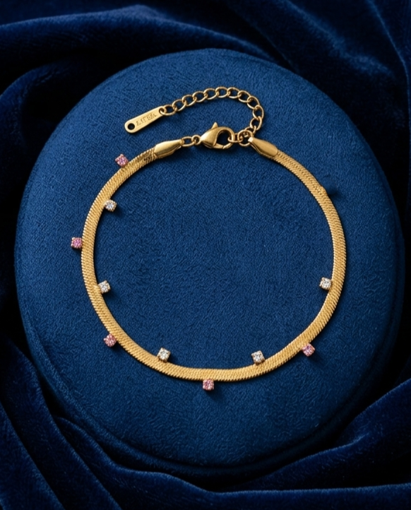 Pastel Gem Snake Chain Bracelet