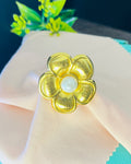 Ribbed Bloom Pearl Ring