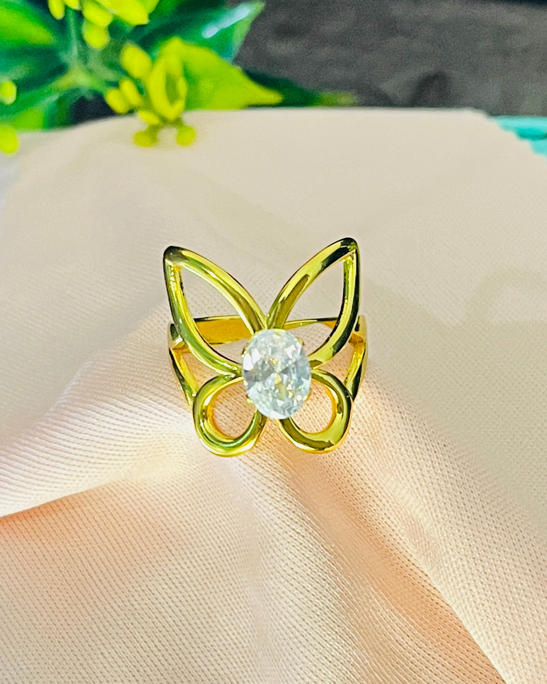 Openwork Butterfly Gem Ring