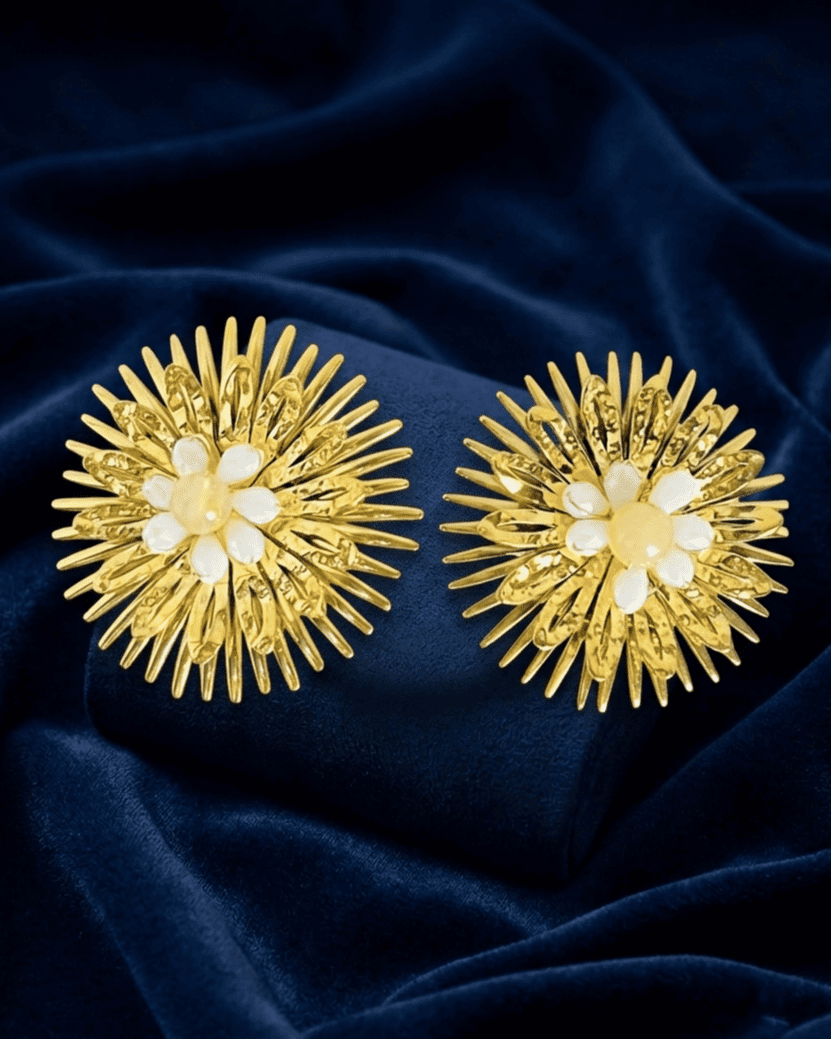 Golden Burst Daisy Studs Earring