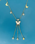 Butterfly & Evil Eye Charm Y-Necklace