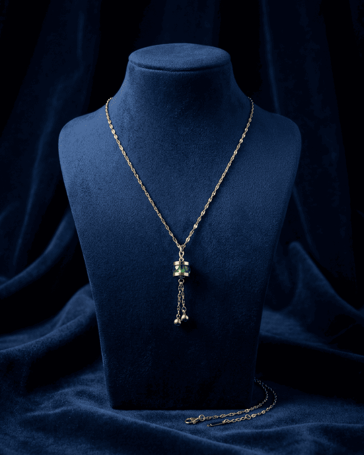Emerald Barrel Tassel Y-Necklace