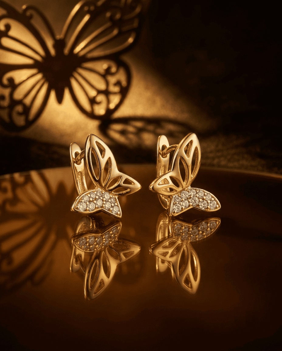 Golden Butterfly Hoop Earrings