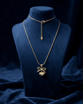 Gold Ribbon Bow & Puffy Heart Necklace