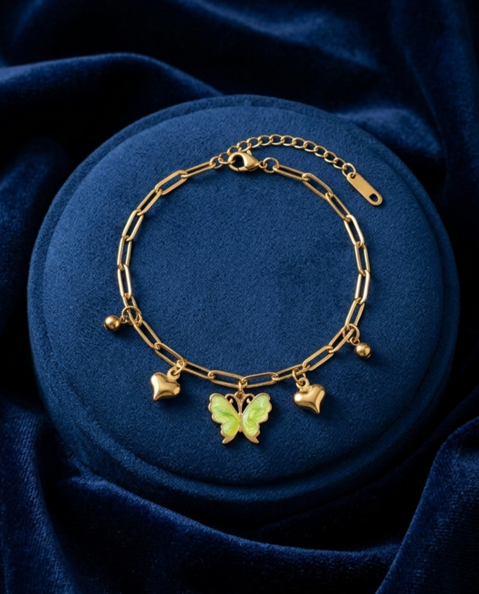 Green Butterfly Paperclip Bracelet
