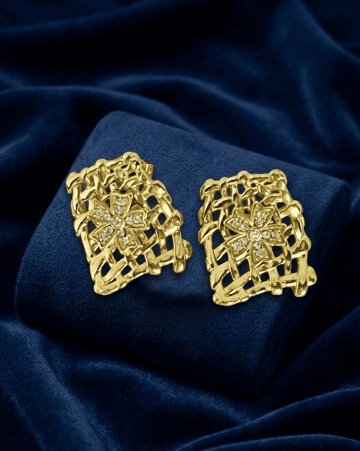 Lattice Starburst Plate Studs Earring