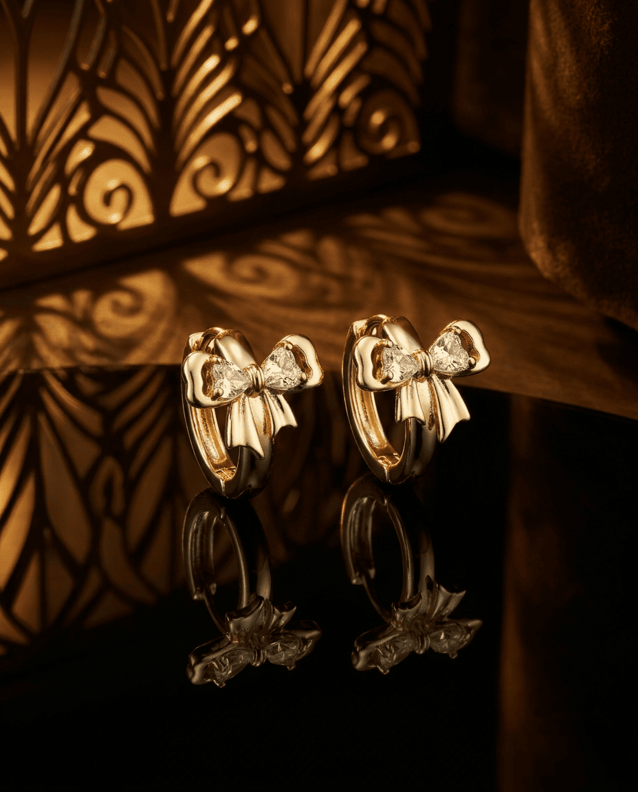 Ribbon Charm Hoop Earrings