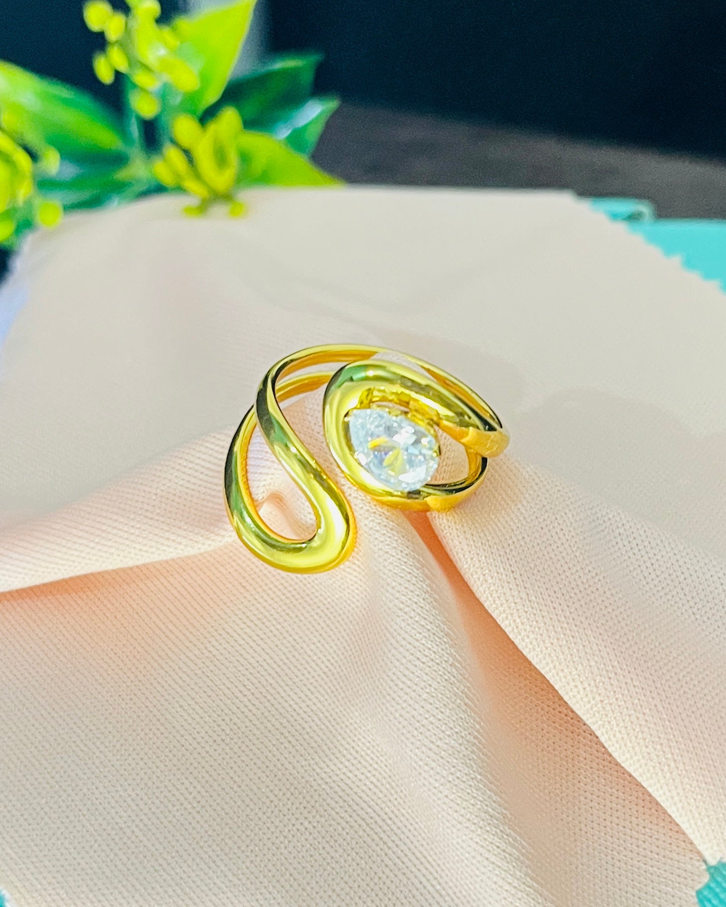 Swirl Bypass Pear Ring