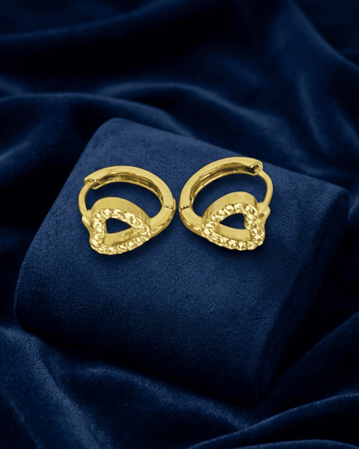 Pave Heart Contour Huggies Earring