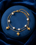 Pearl & Puffy Heart Layered Bracelet