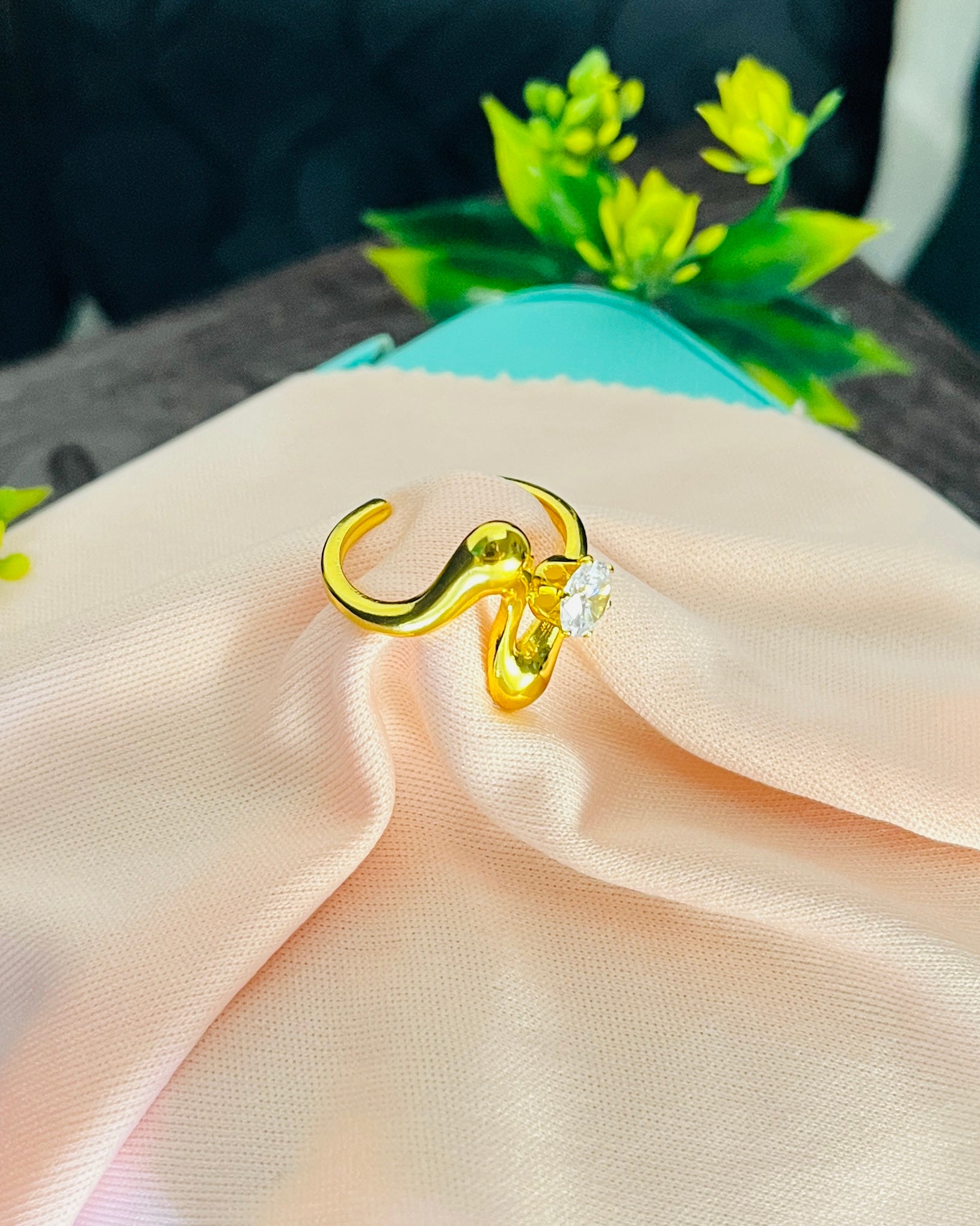 Molten Wave Solitaire Ring