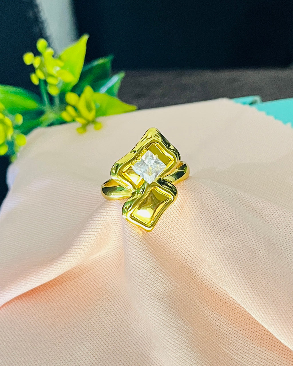 Geometric Bezel Princess Ring