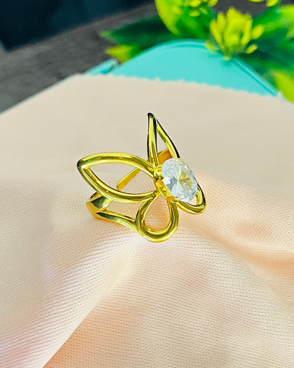 Openwork Butterfly Gem Ring