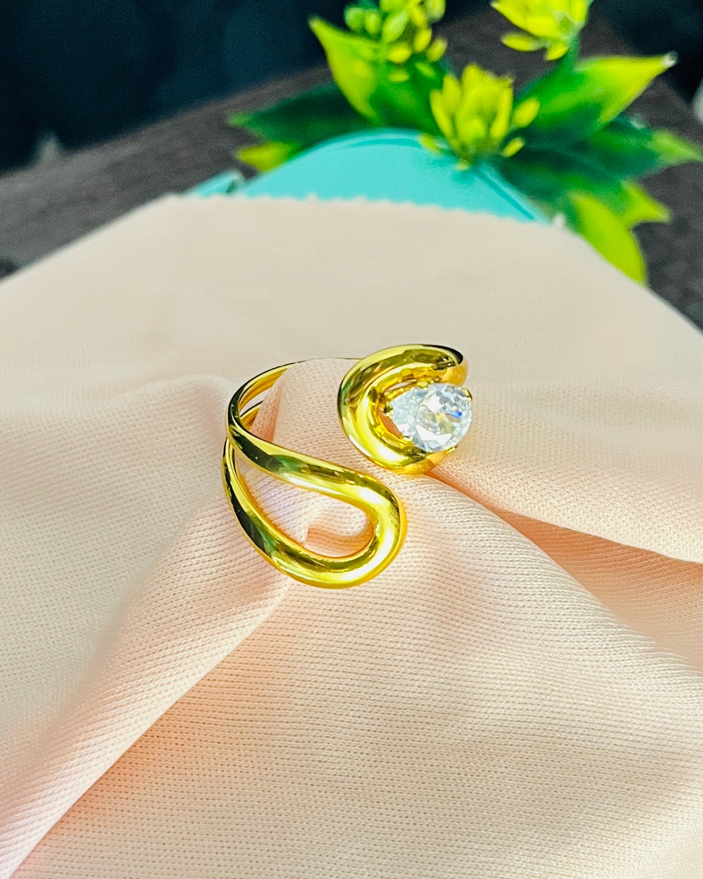 Swirl Bypass Pear Ring