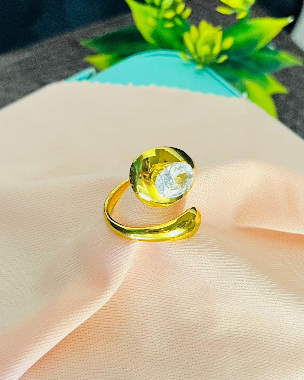 Smooth Teardrop Bezel Ring