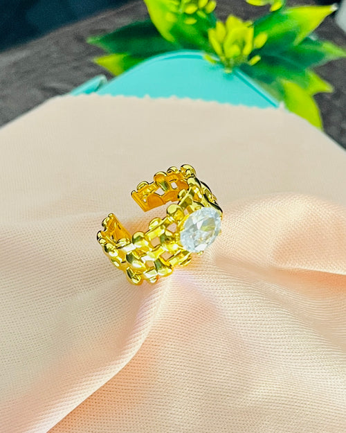 Chunky Lattice Oval Ring