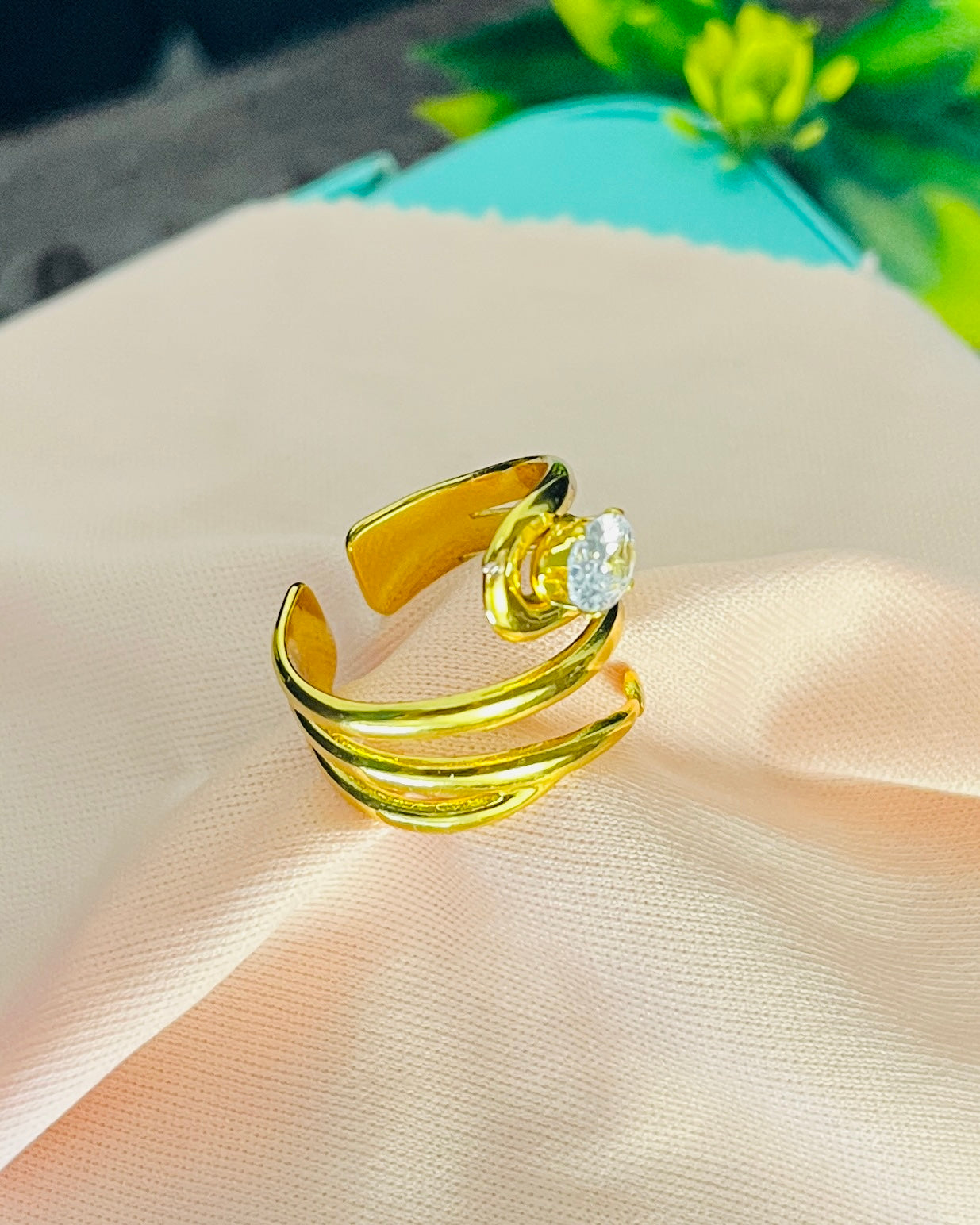 Triple-Layer Spiral Solitaire Ring